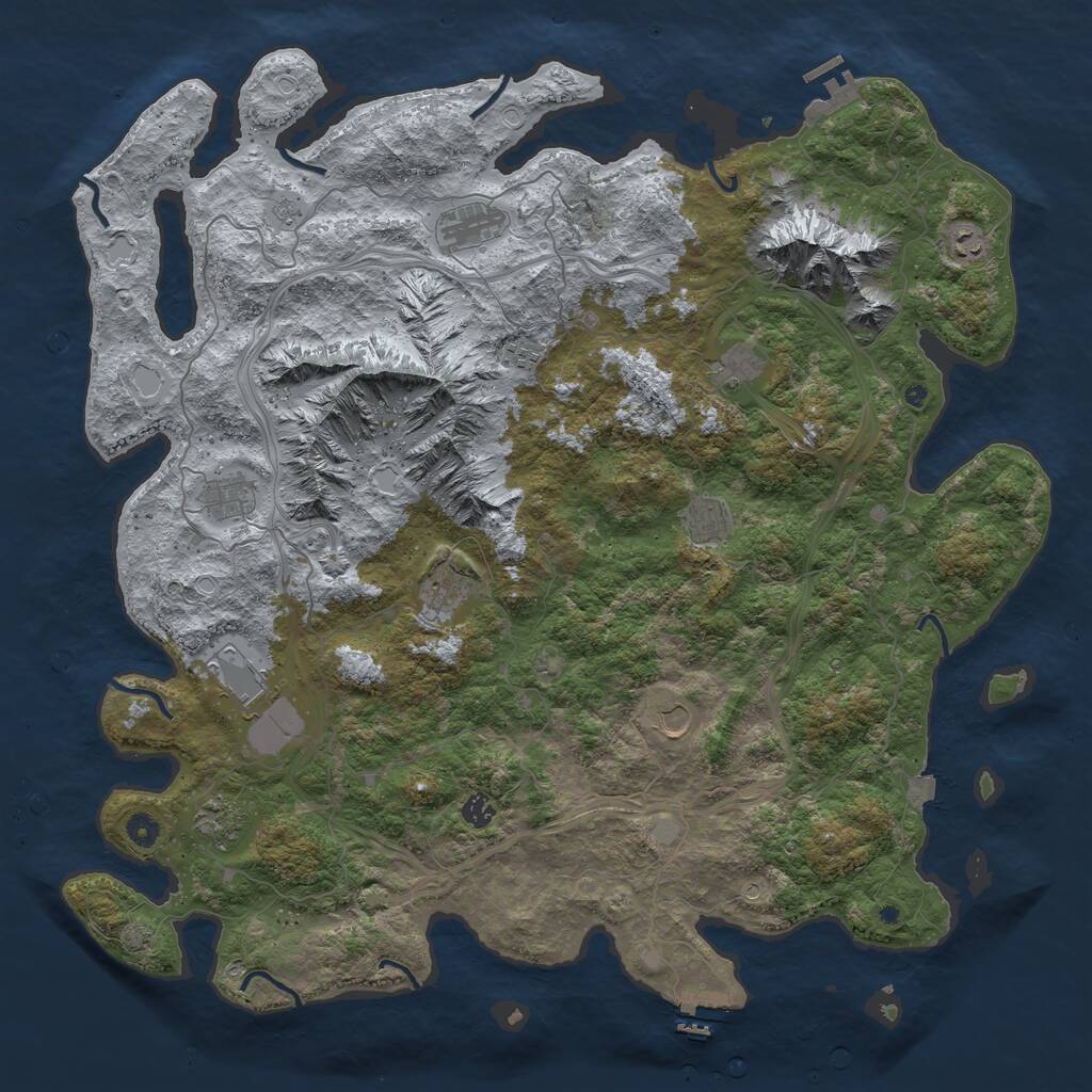 Rust Map: Procedural Map, Size: 5000, Seed: 71639282, 17 Monuments