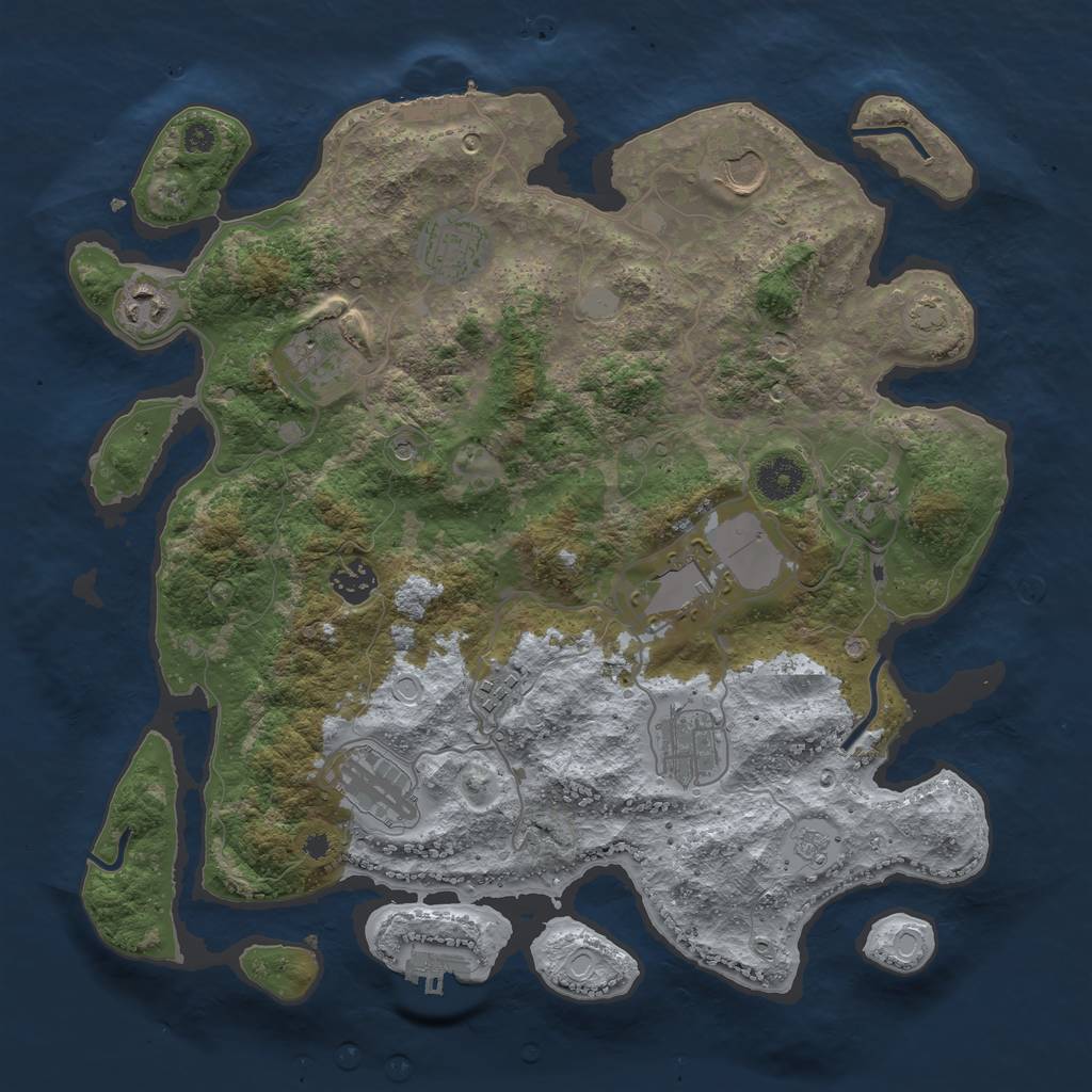 Rust Map: Procedural Map, Size: 3700, Seed: 37011617, 18 Monuments