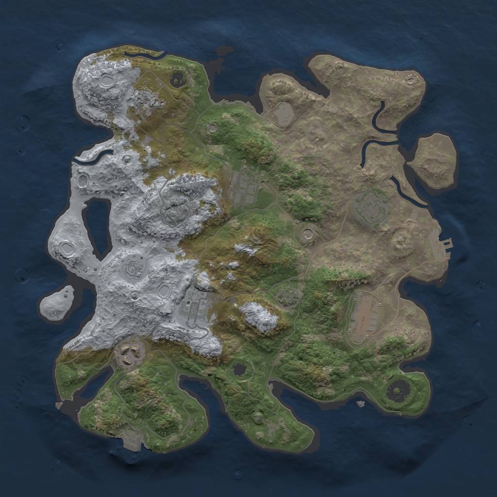 Rust Map: Procedural Map, Size: 3250, Seed: 833352028, 13 Monuments