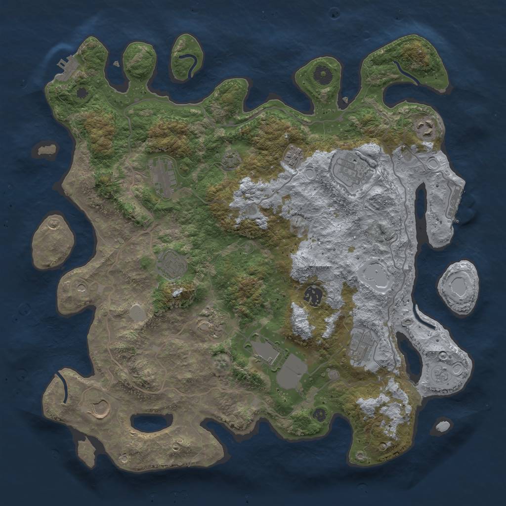 Rust Map: Procedural Map, Size: 4000, Seed: 1578028421, 18 Monuments
