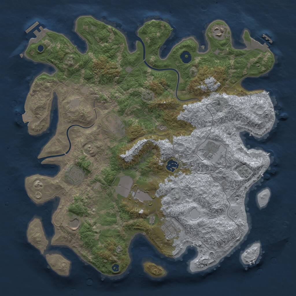 Rust Map: Procedural Map, Size: 3850, Seed: 37821642, 15 Monuments