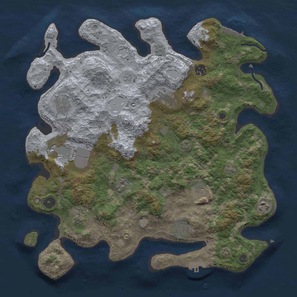Rust Map: Procedural Map, Size: 3900, Seed: 39545951, 17 Monuments