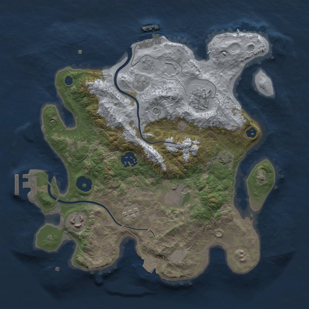 Rust Map: Procedural Map, Size: 3000, Seed: 27307, 11 Monuments