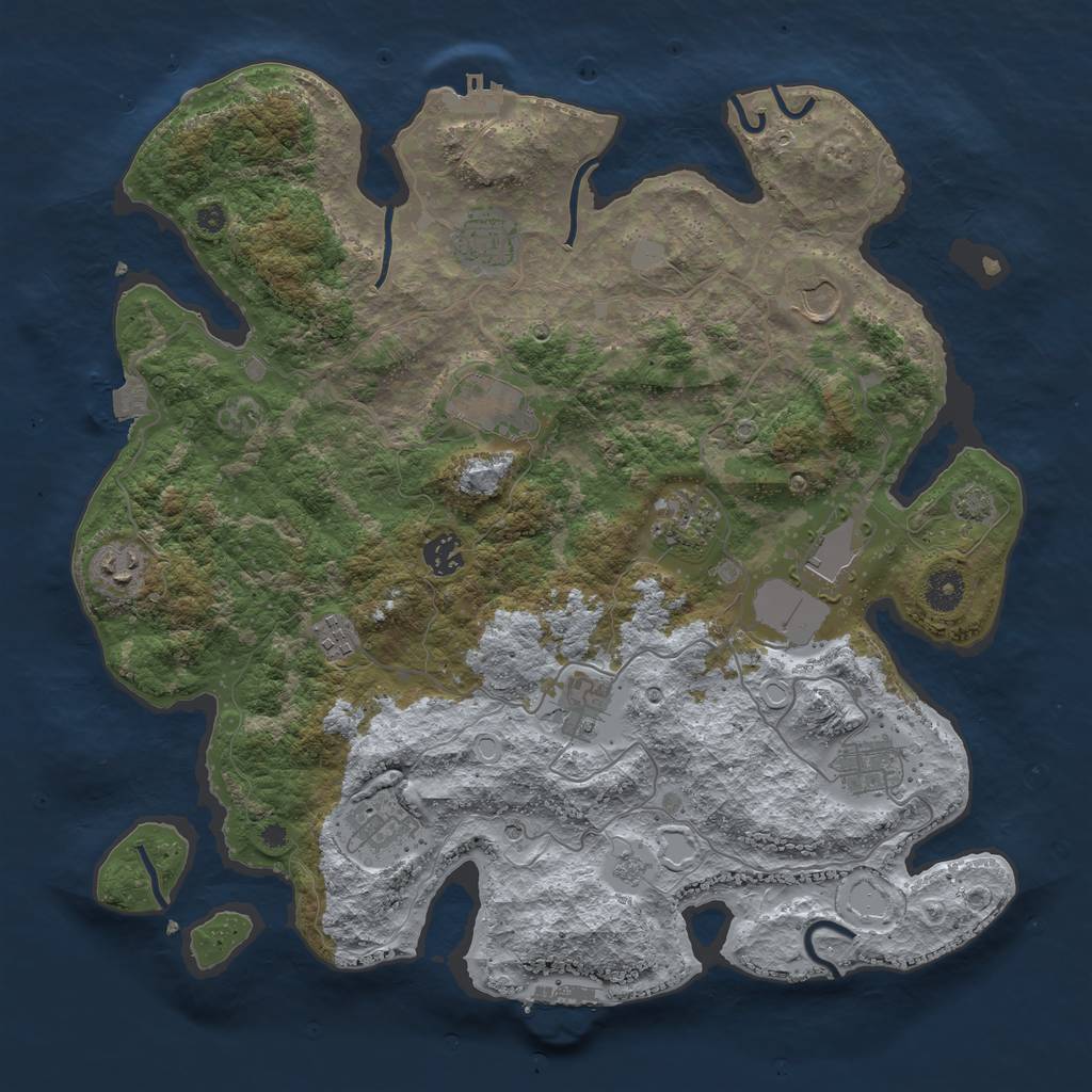 Rust Map: Procedural Map, Size: 3950, Seed: 79642259, 19 Monuments