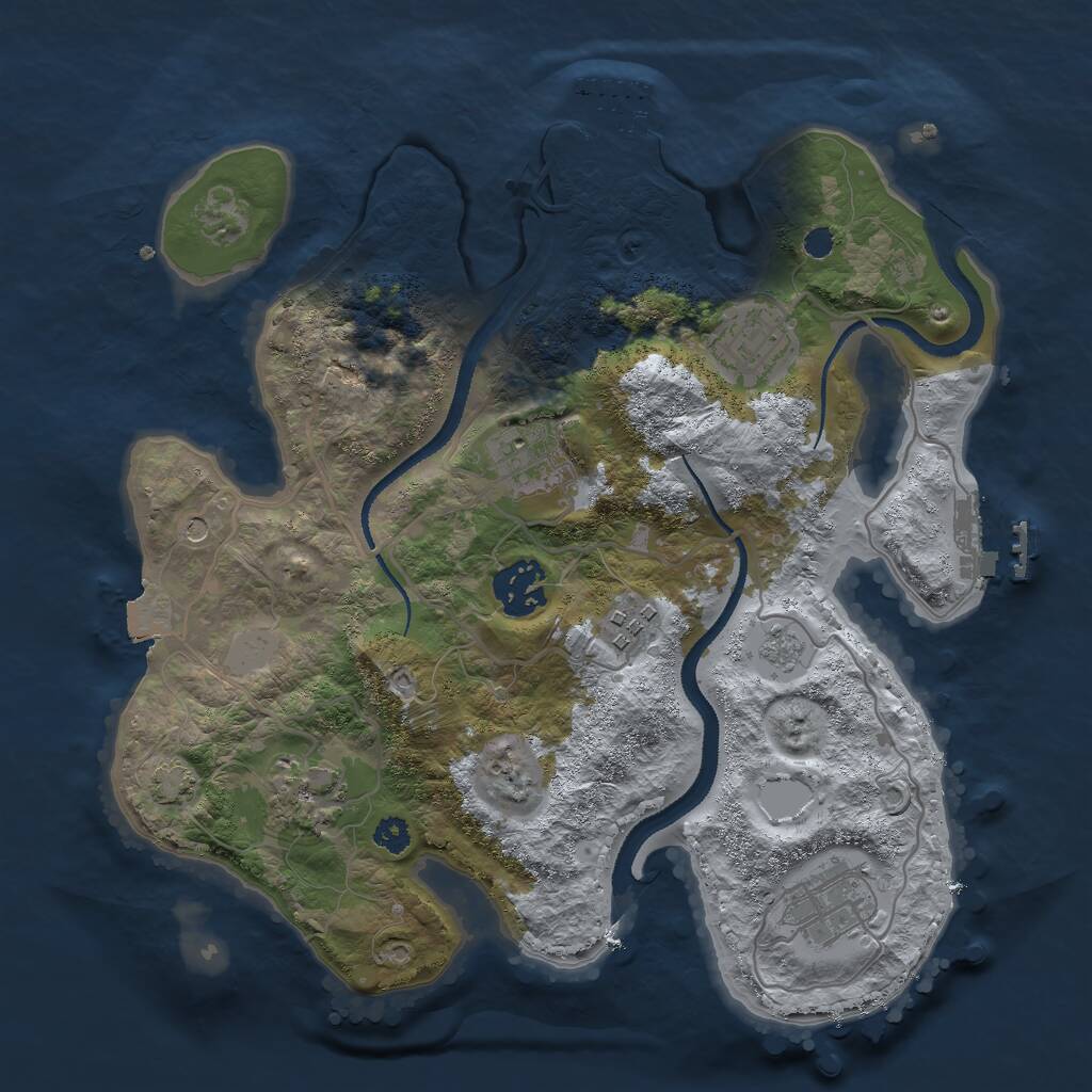 Rust Map: Procedural Map, Size: 3000, Seed: 7660, 12 Monuments