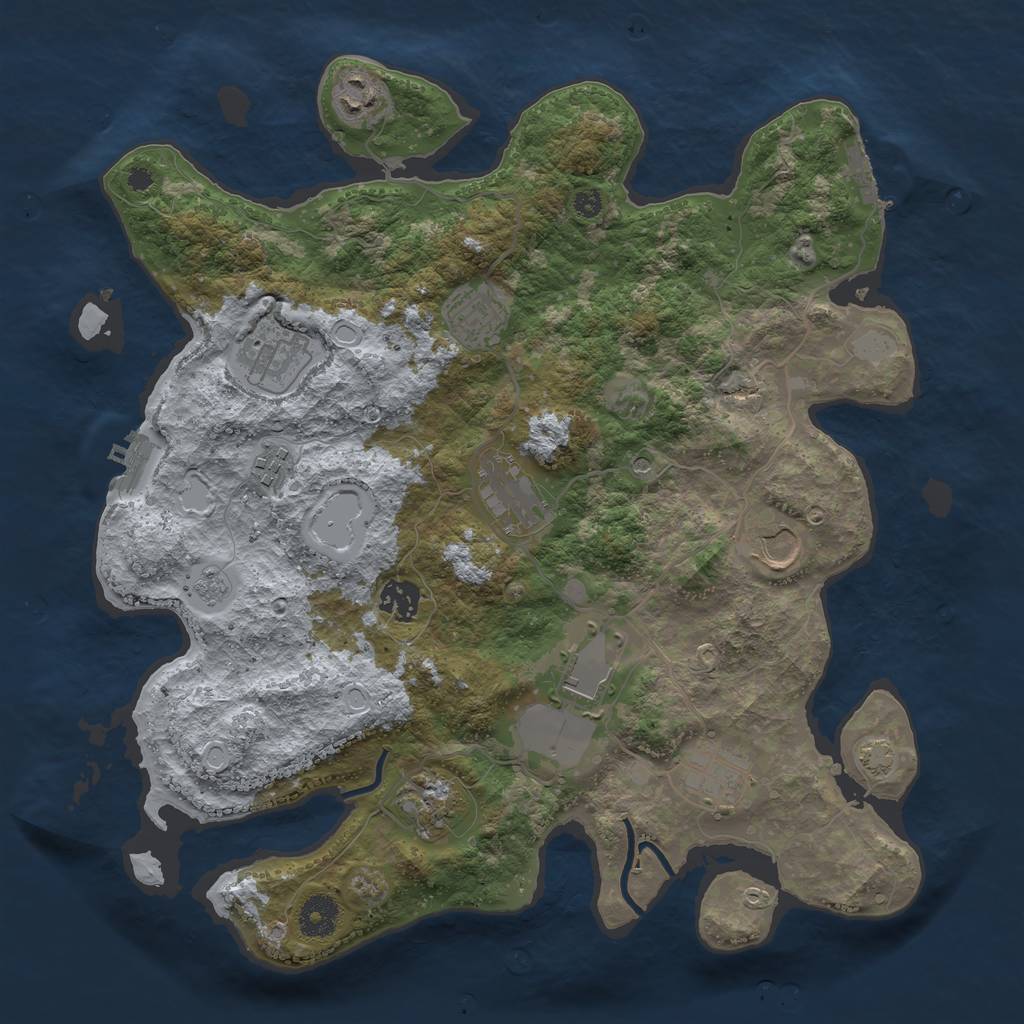 Rust Map: Procedural Map, Size: 3700, Seed: 243671934, 18 Monuments