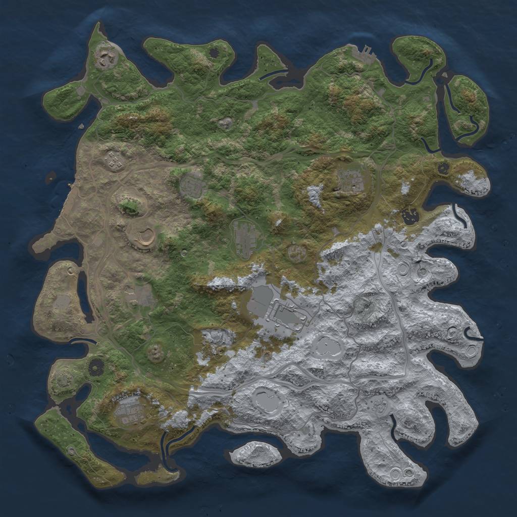 Rust Map: Procedural Map, Size: 4500, Seed: 1999215831, 19 Monuments