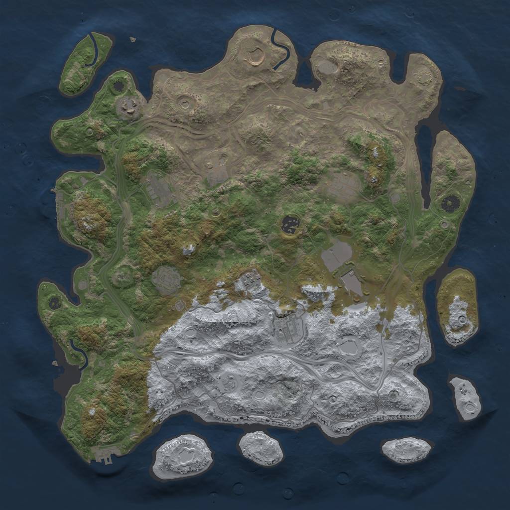 Rust Map: Procedural Map, Size: 4300, Seed: 881555443, 18 Monuments