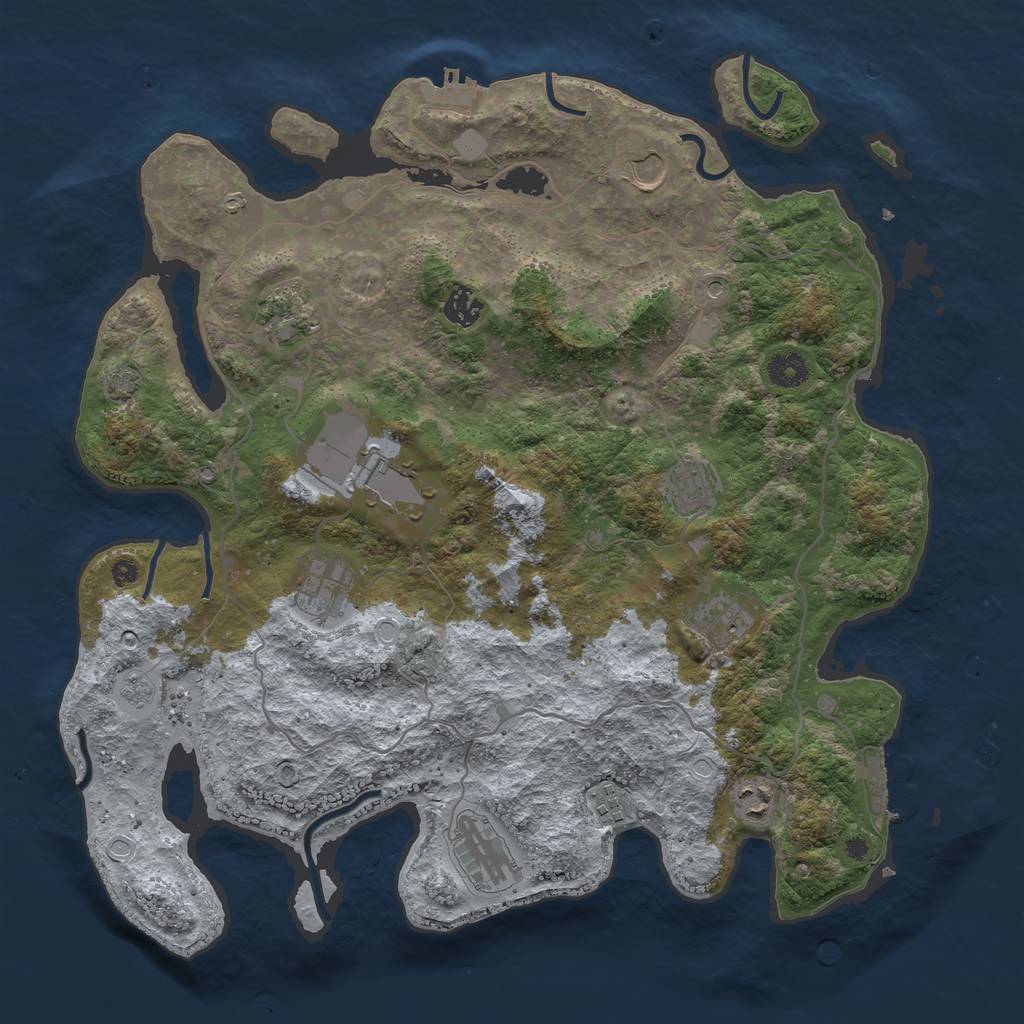 Rust Map: Procedural Map, Size: 4000, Seed: 707282544, 18 Monuments