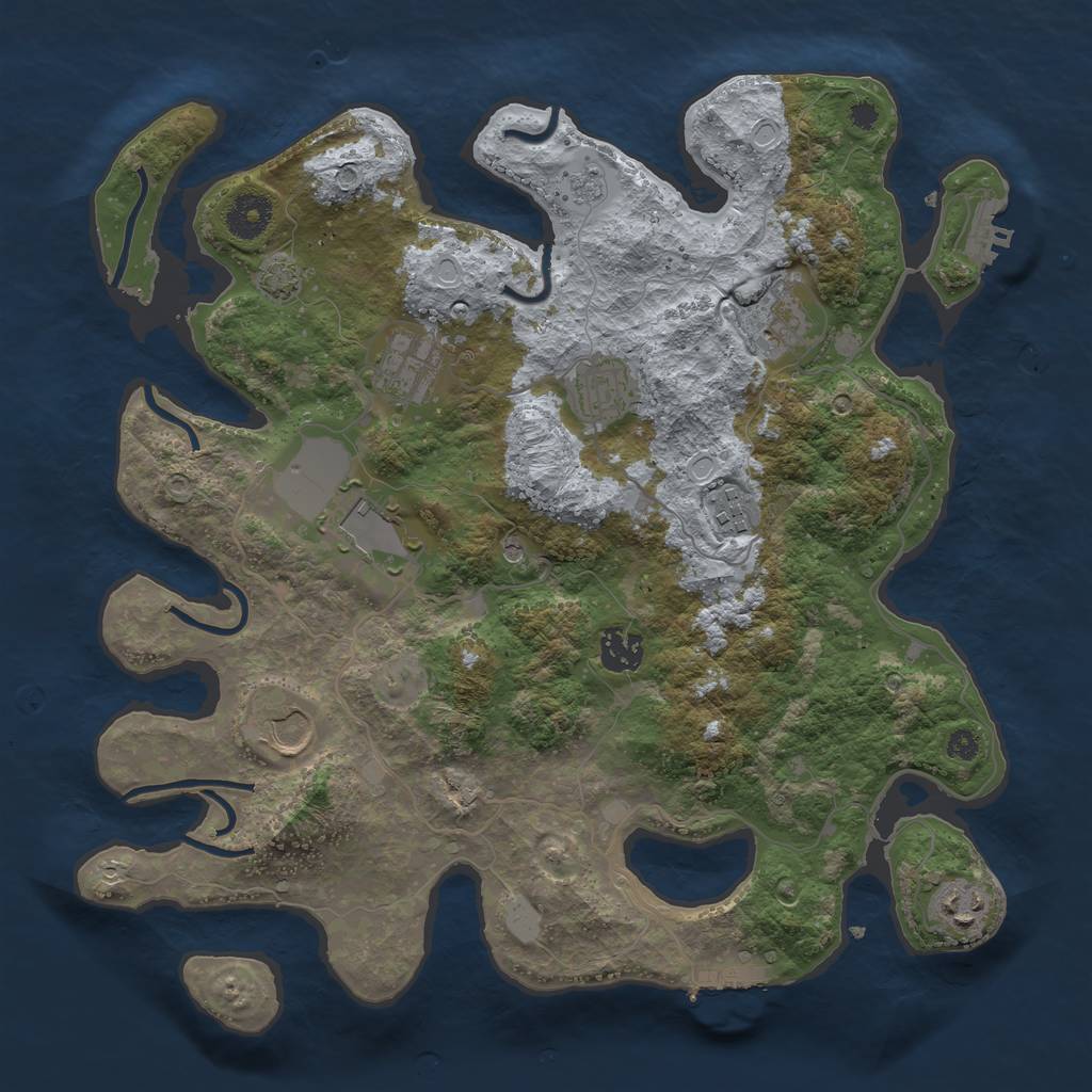Rust Map: Procedural Map, Size: 3600, Seed: 63246601, 16 Monuments