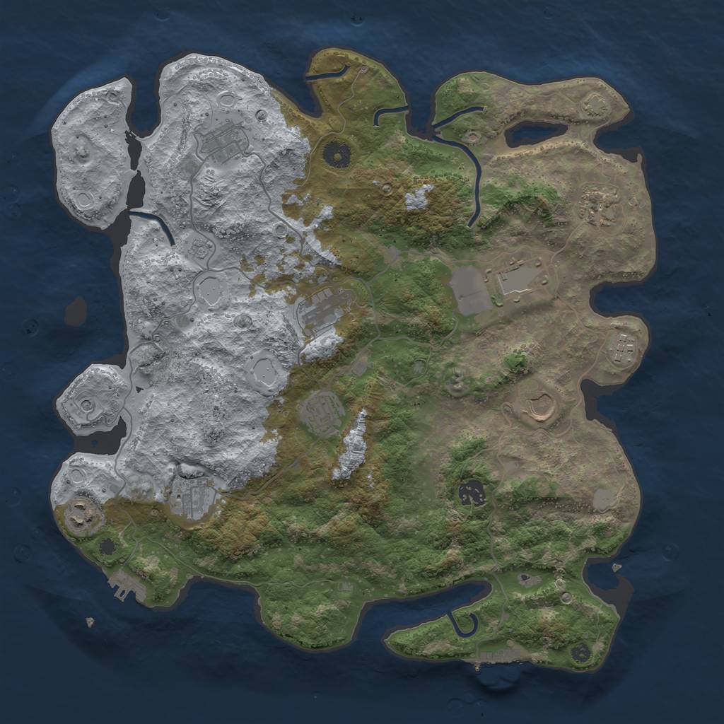 Rust Map: Procedural Map, Size: 3950, Seed: 73423633, 18 Monuments