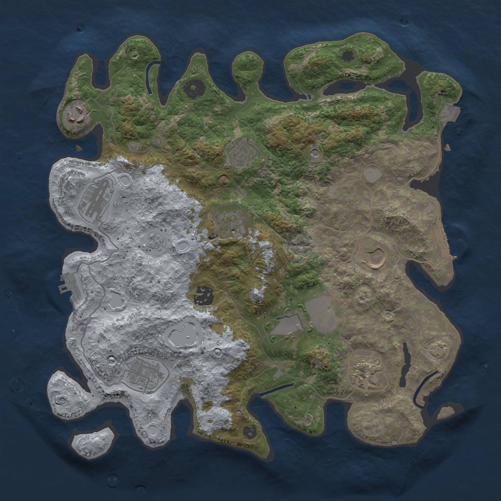 Rust Map: Procedural Map, Size: 3650, Seed: 10636909, 17 Monuments