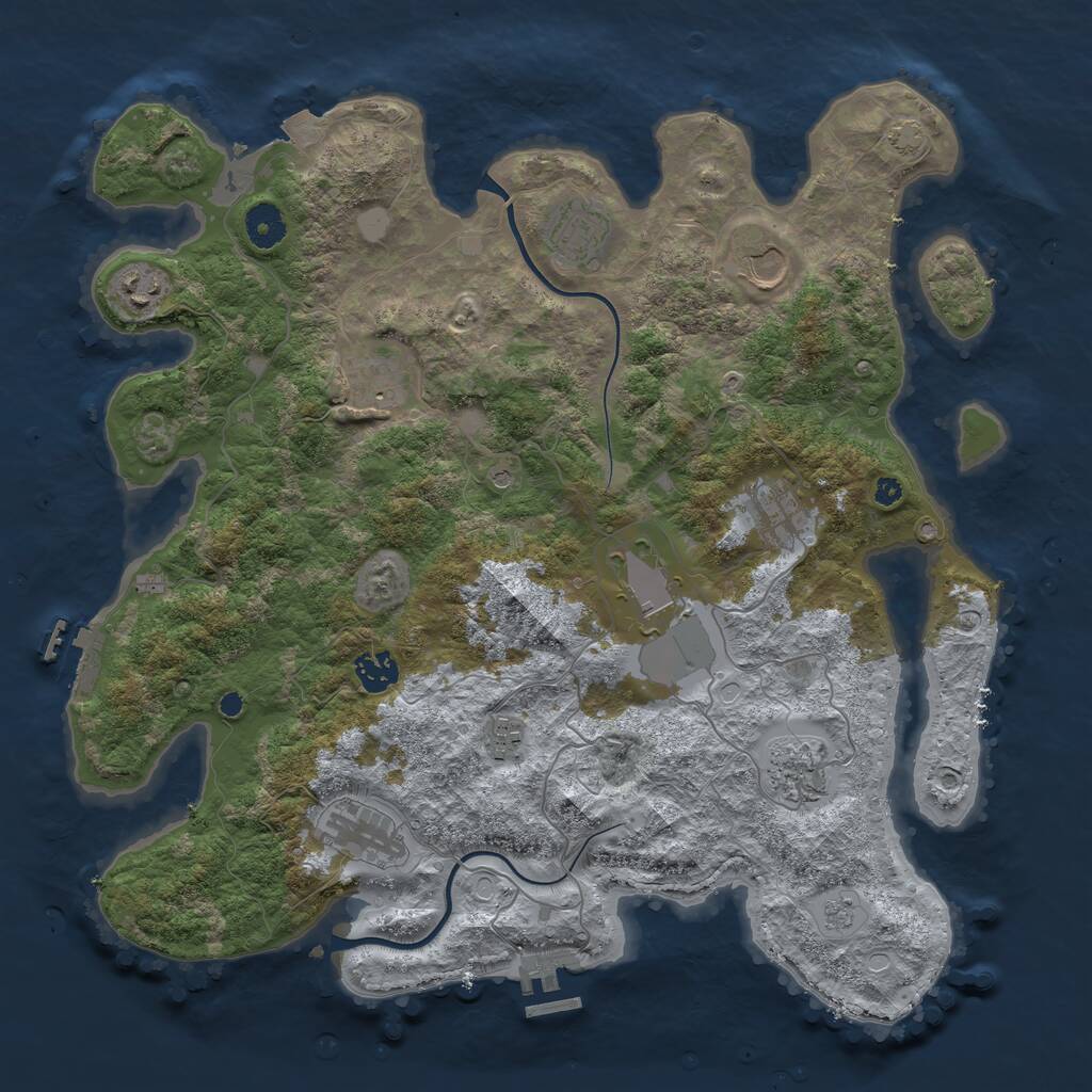 Rust Map: Procedural Map, Size: 3900, Seed: 21188561, 16 Monuments