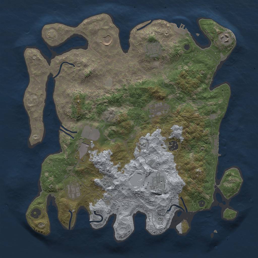 Rust Map: Procedural Map, Size: 3800, Seed: 339471456, 17 Monuments