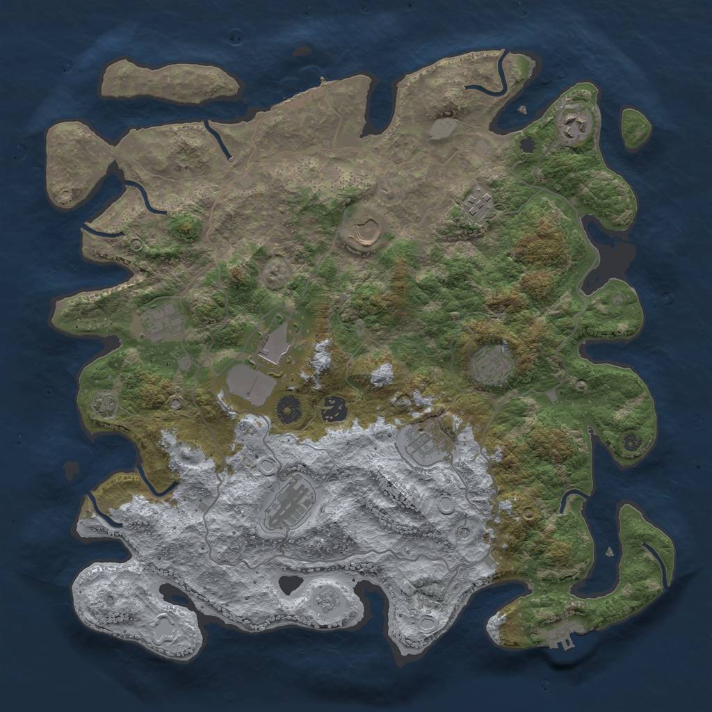 Rust Map: Procedural Map, Size: 4000, Seed: 1834512301, 17 Monuments