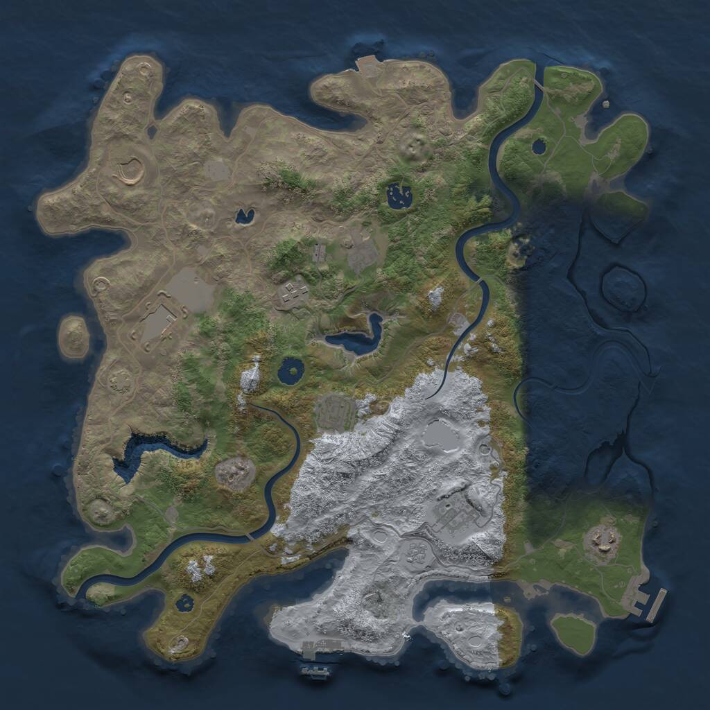 Rust Map: Procedural Map, Size: 4000, Seed: 549896392, 14 Monuments