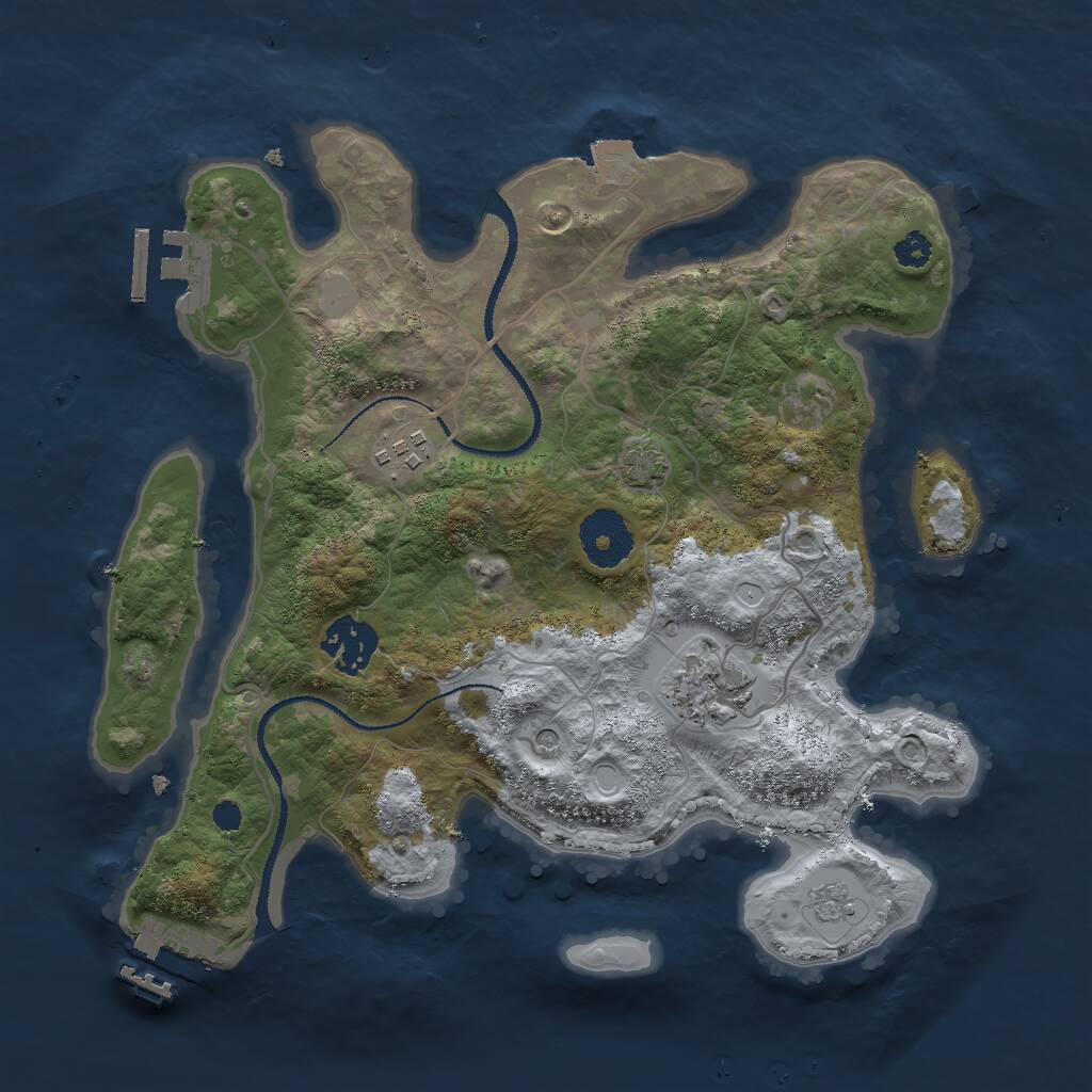 Rust Map: Procedural Map, Size: 3000, Seed: 38319, 9 Monuments