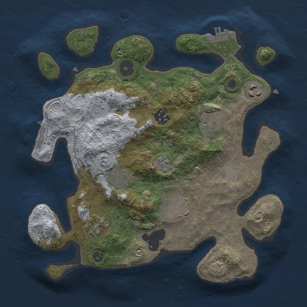 Rust Map: Procedural Map, Size: 3000, Seed: 696791315, 14 Monuments