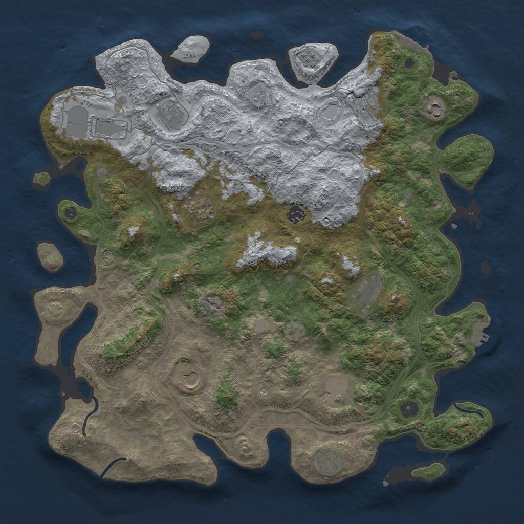 Rust Map: Procedural Map, Size: 4500, Seed: 1718024977, 19 Monuments