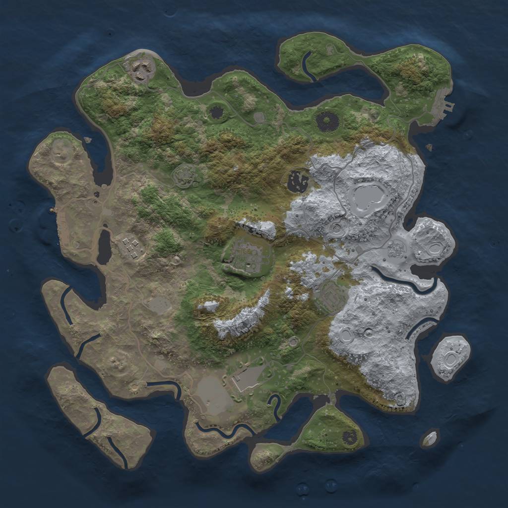 Rust Map: Procedural Map, Size: 3500, Seed: 5145515, 14 Monuments