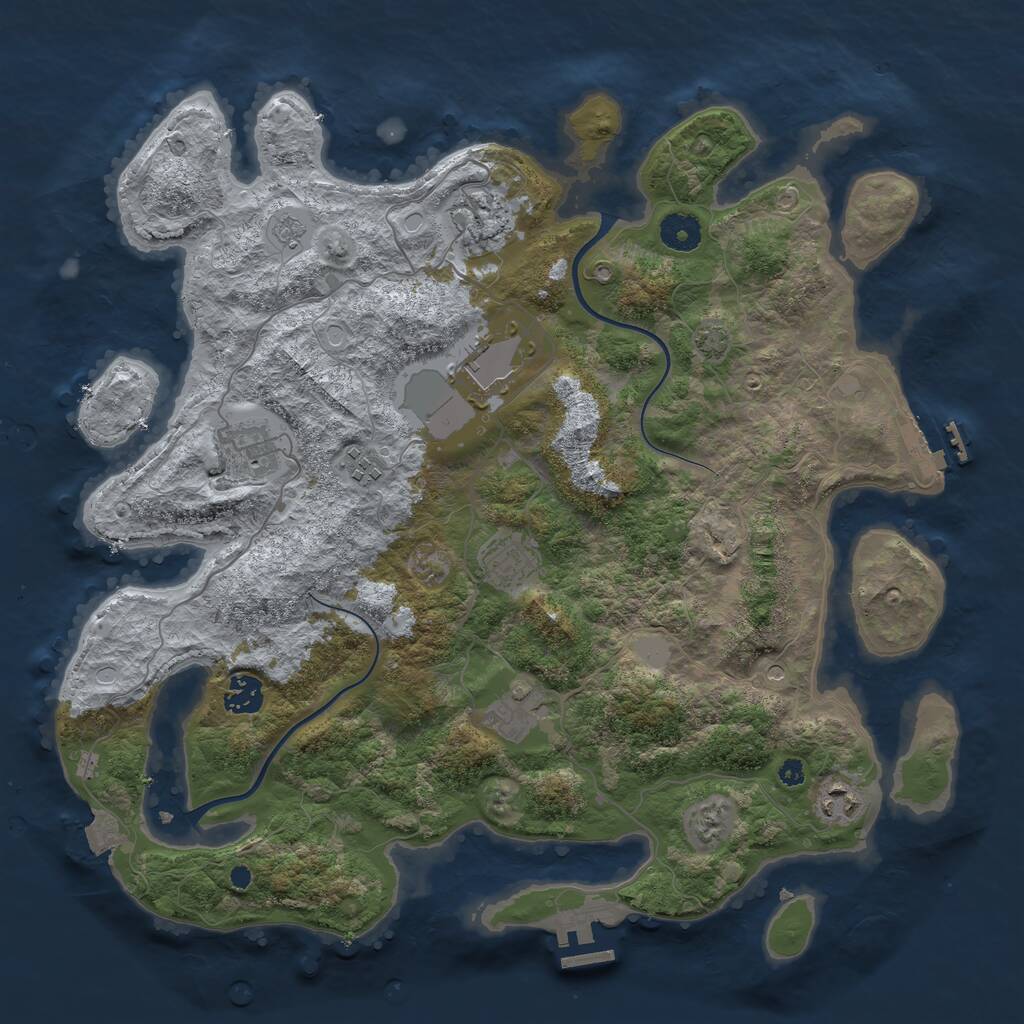 Rust Map: Procedural Map, Size: 3850, Seed: 92142815, 14 Monuments