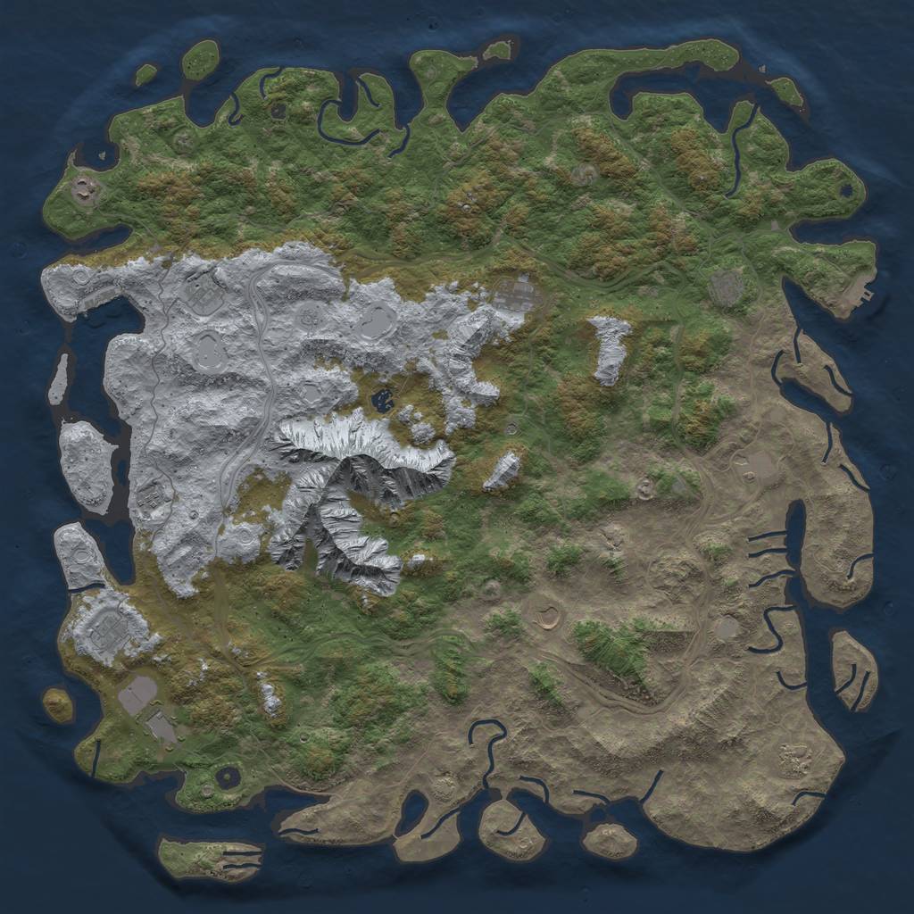 Rust Map: Procedural Map, Size: 6000, Seed: 45674946, 19 Monuments