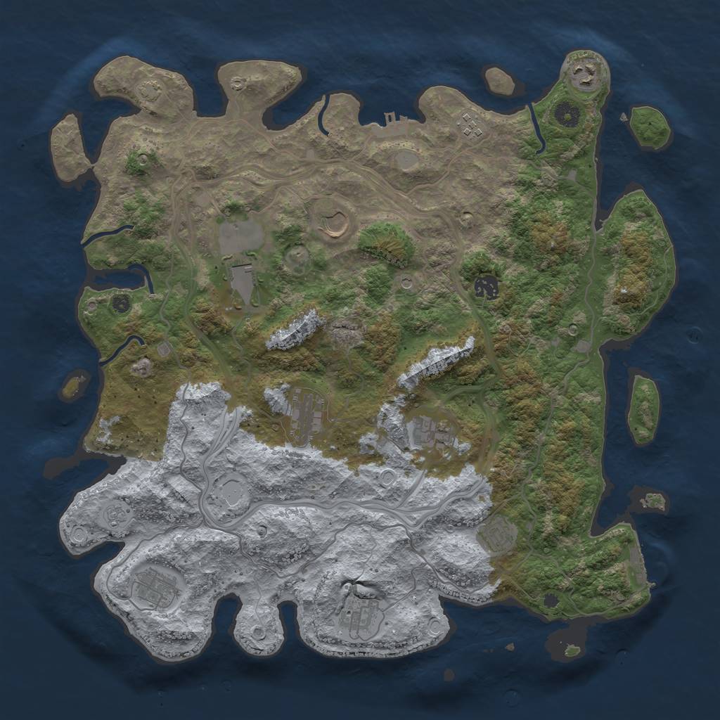 Rust Map: Procedural Map, Size: 4250, Seed: 81919544, 18 Monuments