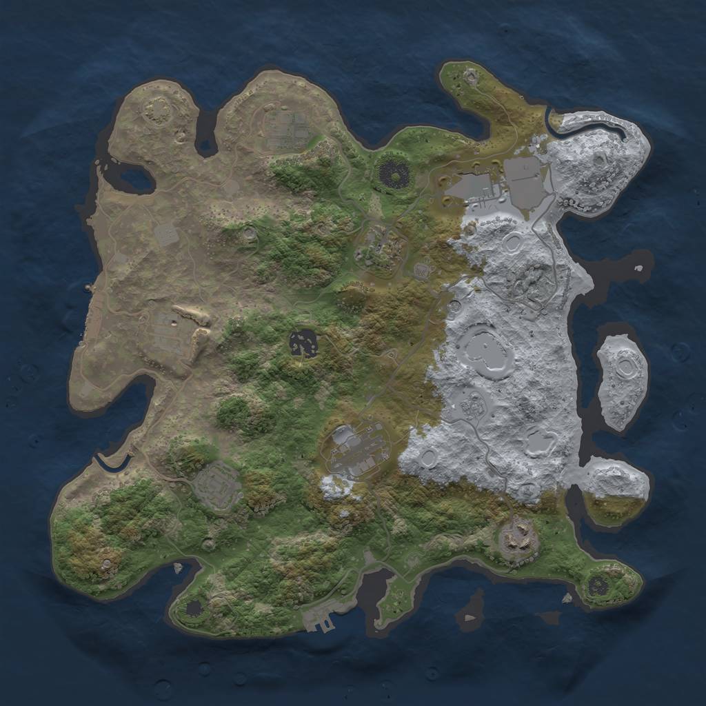 Rust Map: Procedural Map, Size: 3500, Seed: 422283, 16 Monuments