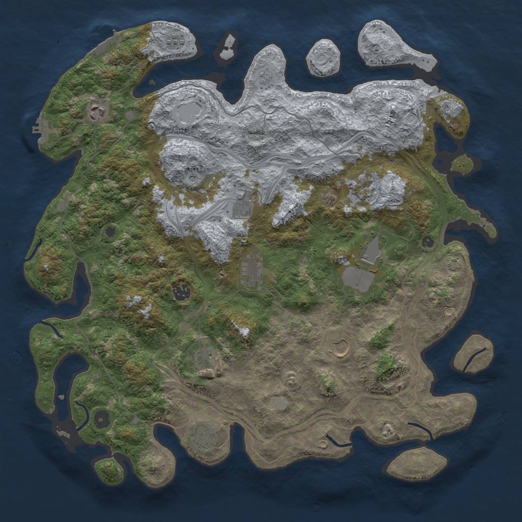 Rust Map: Procedural Map, Size: 4500, Seed: 1392364559, 18 Monuments