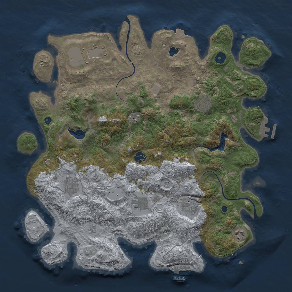 Rust Map: Procedural Map, Size: 4000, Seed: 651587208, 14 Monuments