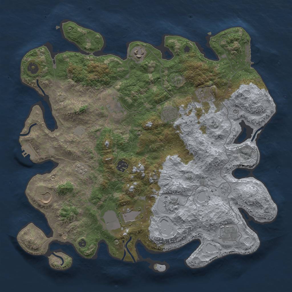 Rust Map: Procedural Map, Size: 3900, Seed: 93867125, 18 Monuments