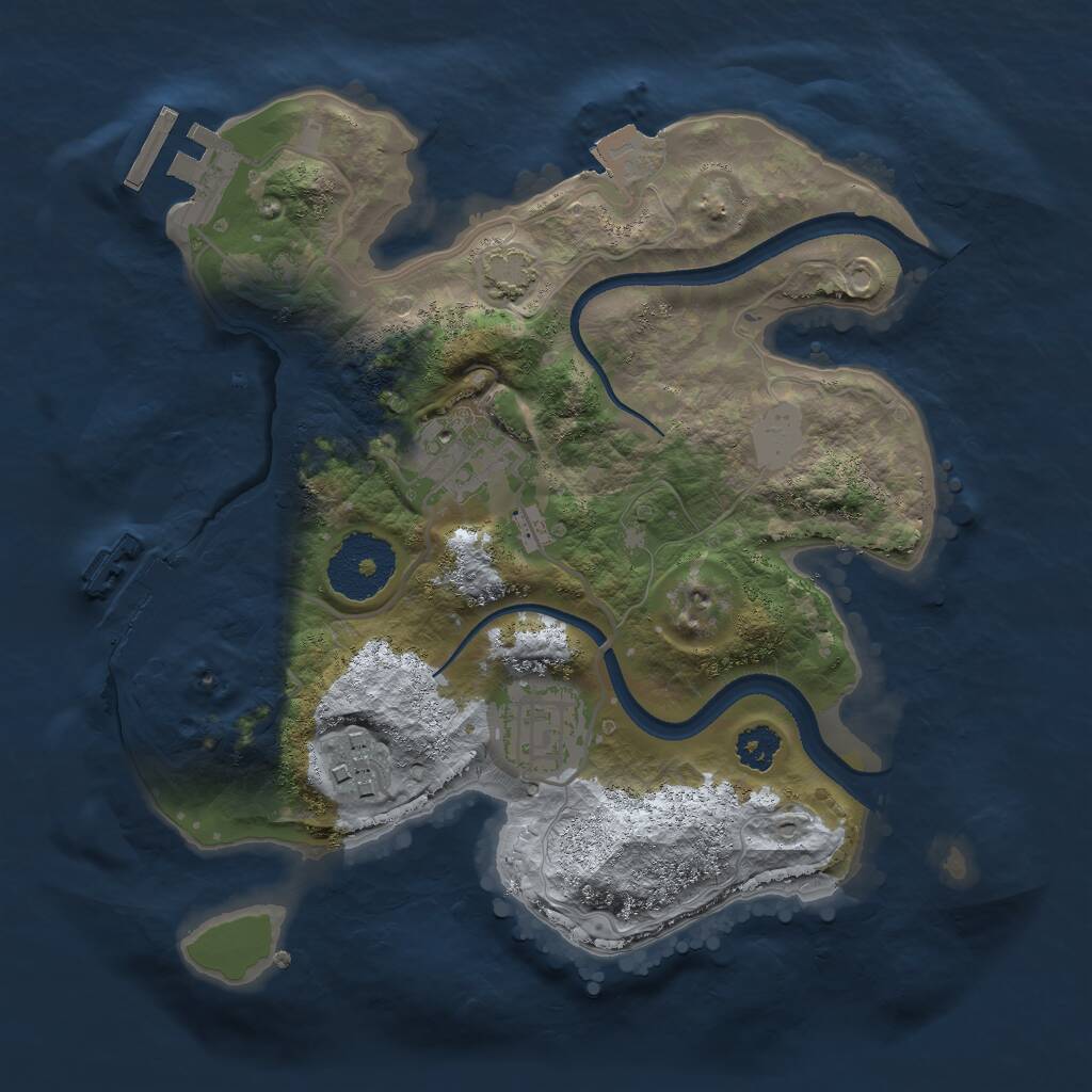 Rust Map: Procedural Map, Size: 2500, Seed: 1355555004, 7 Monuments