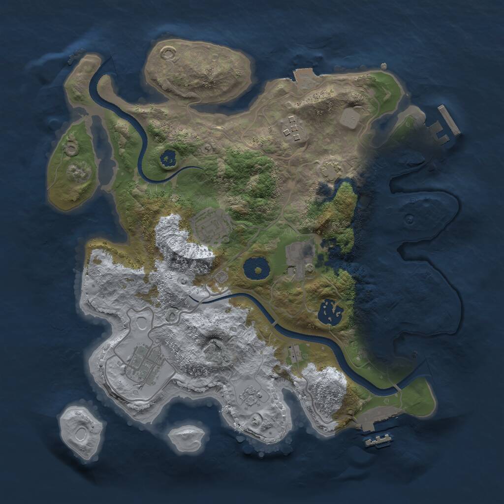 Rust Map: Procedural Map, Size: 3000, Seed: 1760113381, 10 Monuments