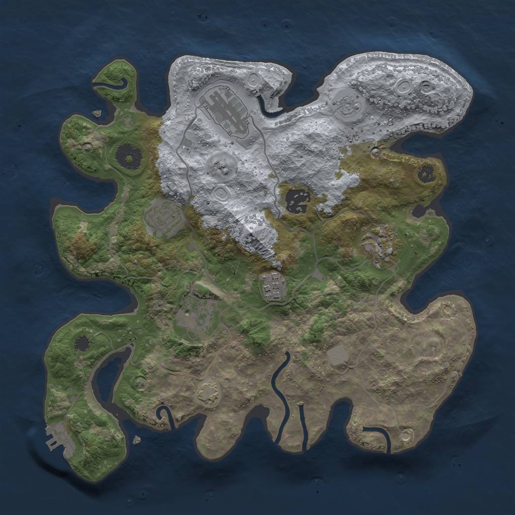 Rust Map: Procedural Map, Size: 3000, Seed: 2136461608, 12 Monuments