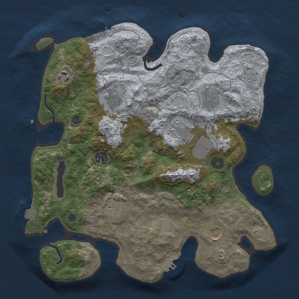 Rust Map: Procedural Map, Size: 3500, Seed: 832742835, 16 Monuments