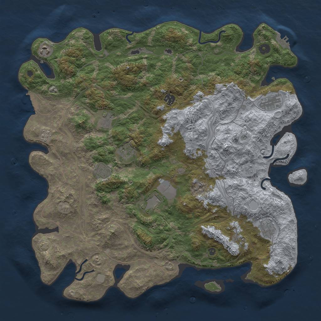 Rust Map: Procedural Map, Size: 4400, Seed: 48345593, 17 Monuments
