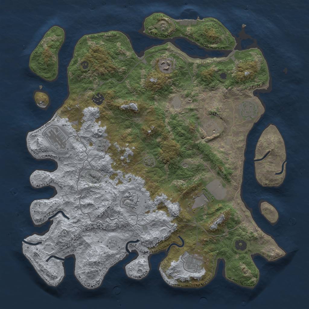 Rust Map: Procedural Map, Size: 4000, Seed: 263652007, 16 Monuments