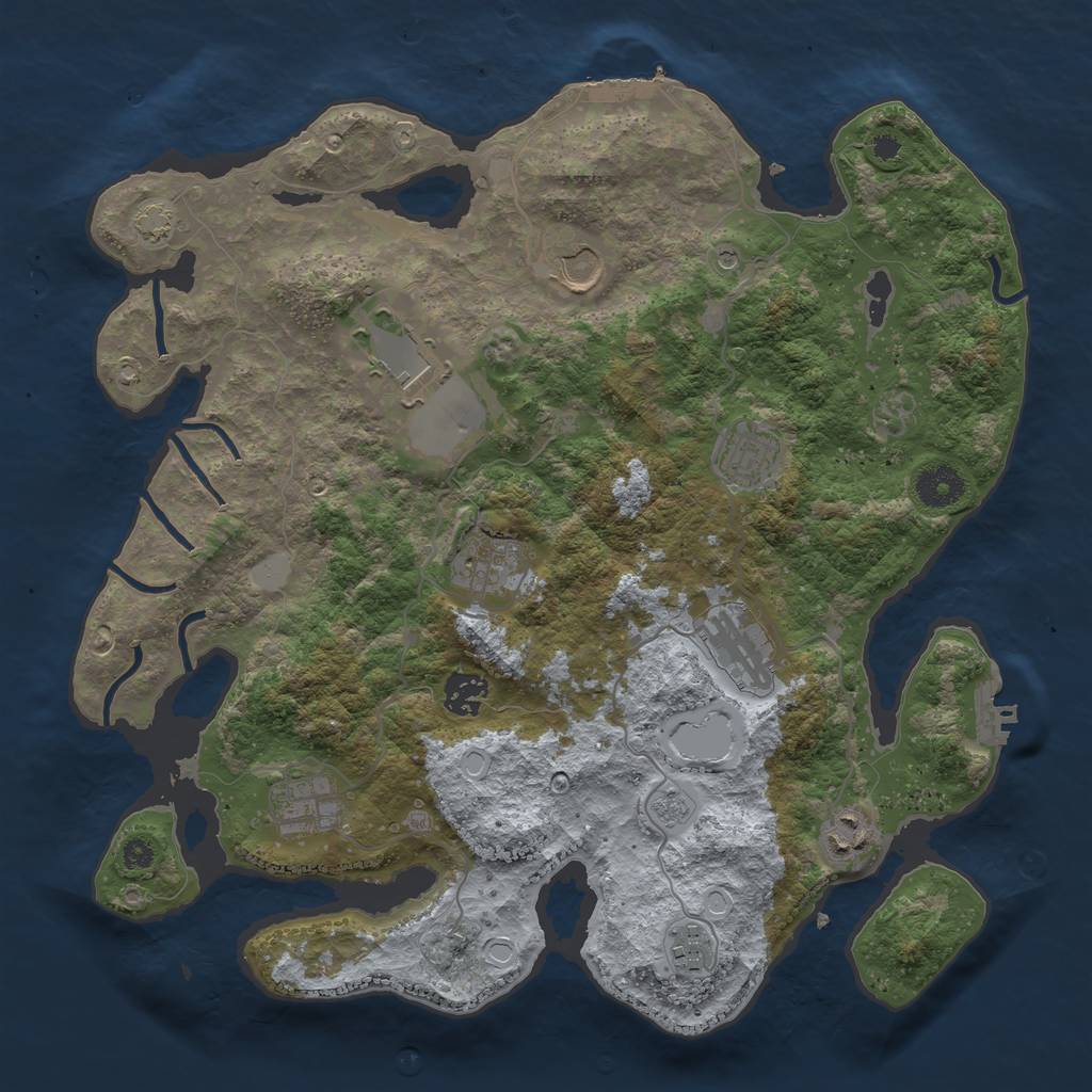 Rust Map: Procedural Map, Size: 3650, Seed: 27485612, 17 Monuments