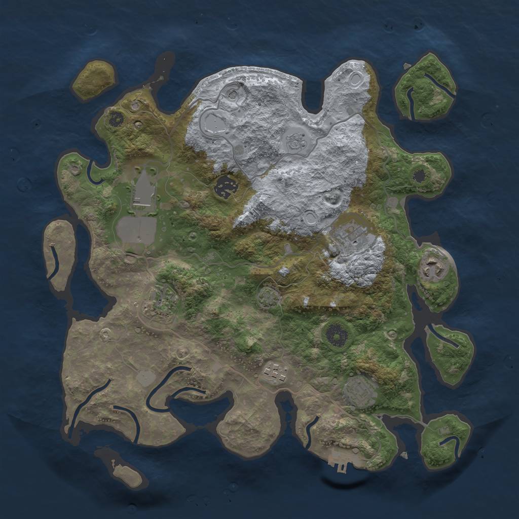 Rust Map: Procedural Map, Size: 3500, Seed: 91242985, 14 Monuments