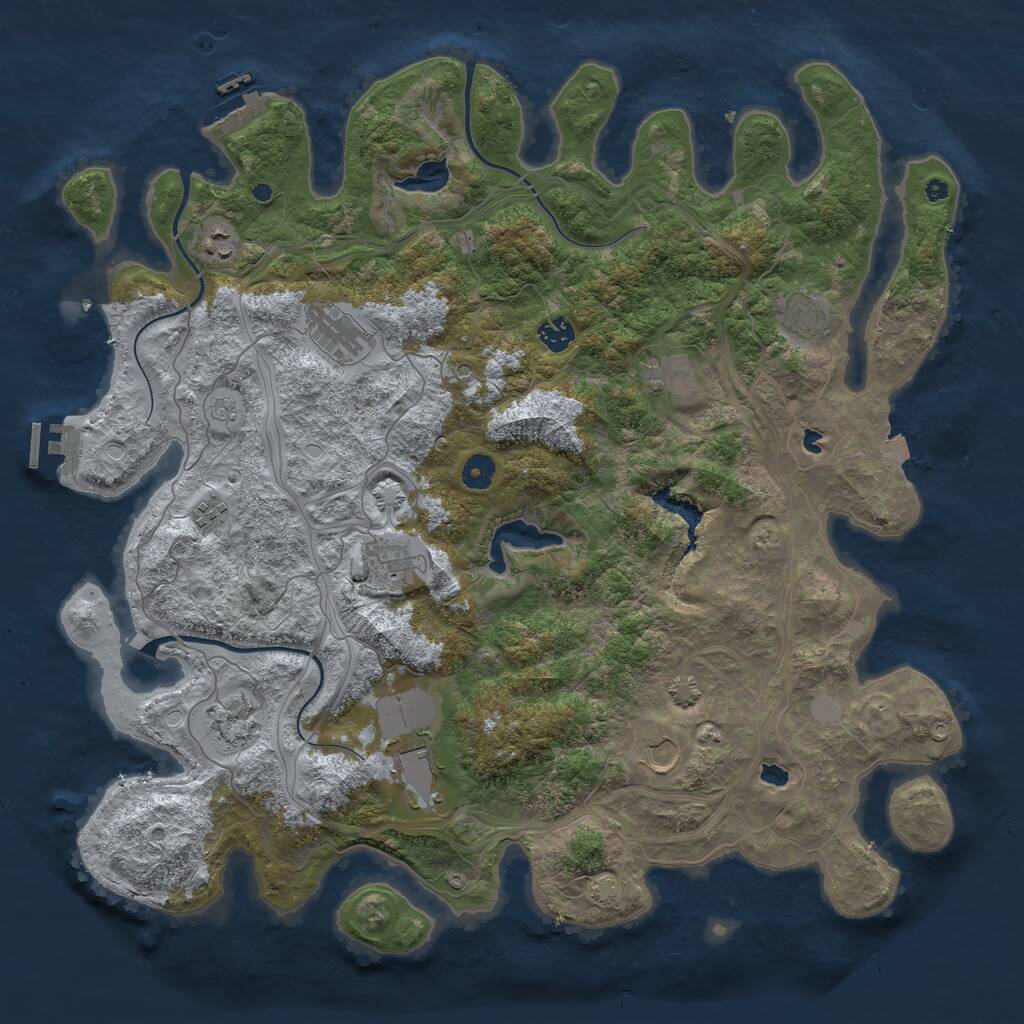 Rust Map: Procedural Map, Size: 4500, Seed: 28102, 16 Monuments