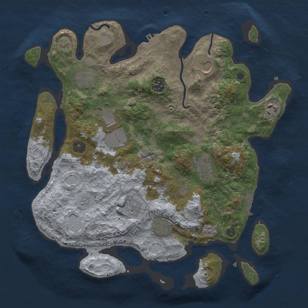 Rust Map: Procedural Map, Size: 3650, Seed: 15050938, 17 Monuments