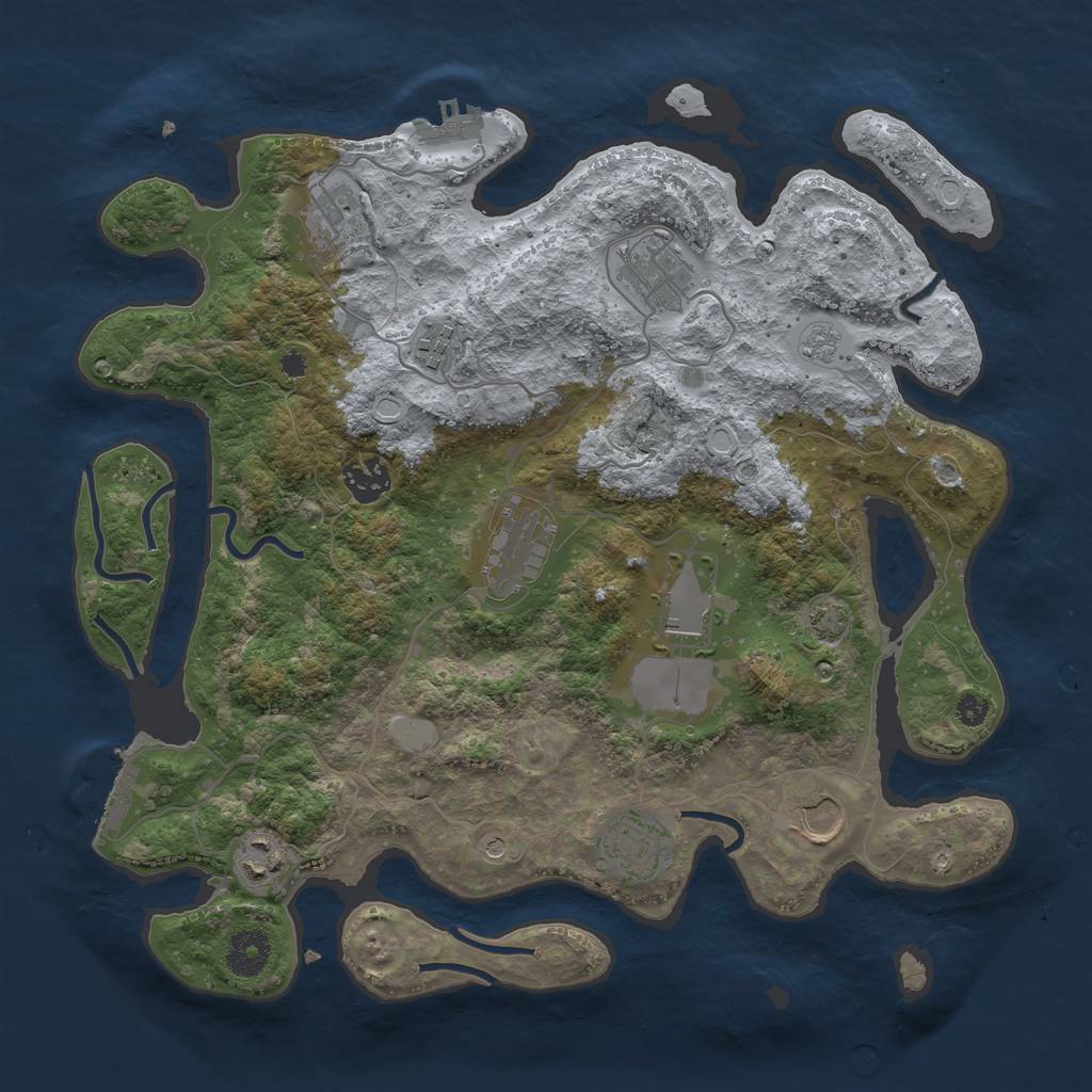 Rust Map: Procedural Map, Size: 3550, Seed: 16028525, 17 Monuments