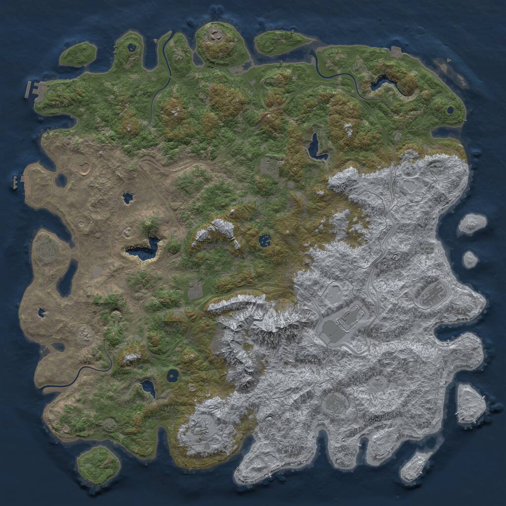 Rust Map: Procedural Map, Size: 6000, Seed: 42363175, 17 Monuments