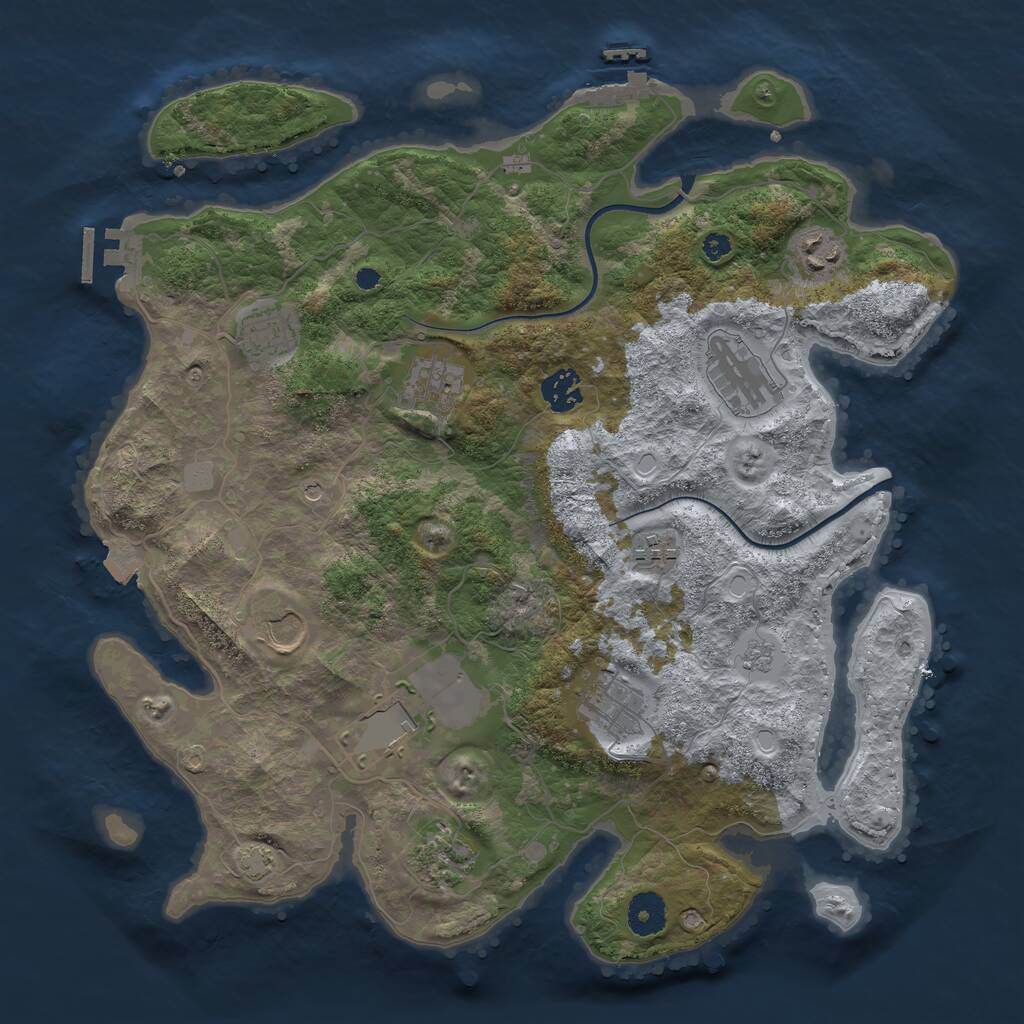 Rust Map: Procedural Map, Size: 3700, Seed: 65669296, 16 Monuments