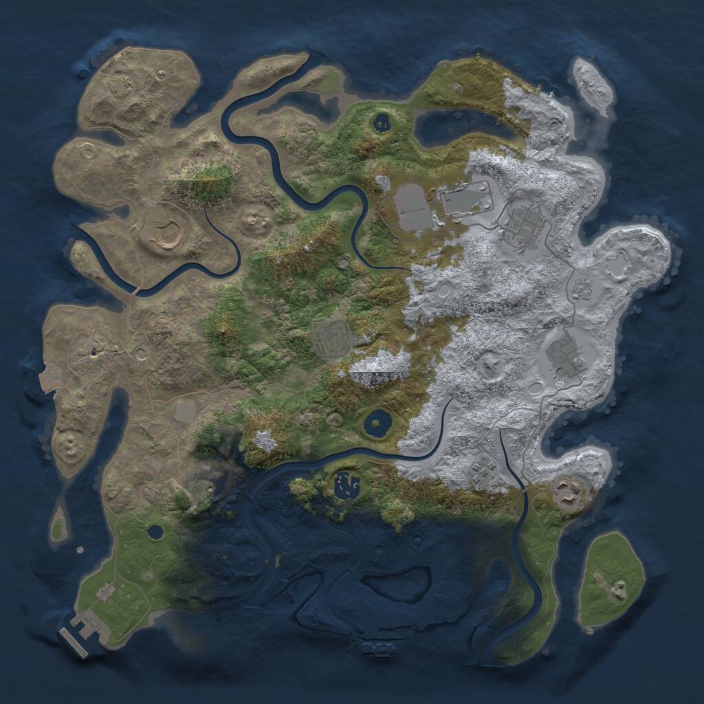 Rust Map: Procedural Map, Size: 3850, Seed: 25836116, 15 Monuments