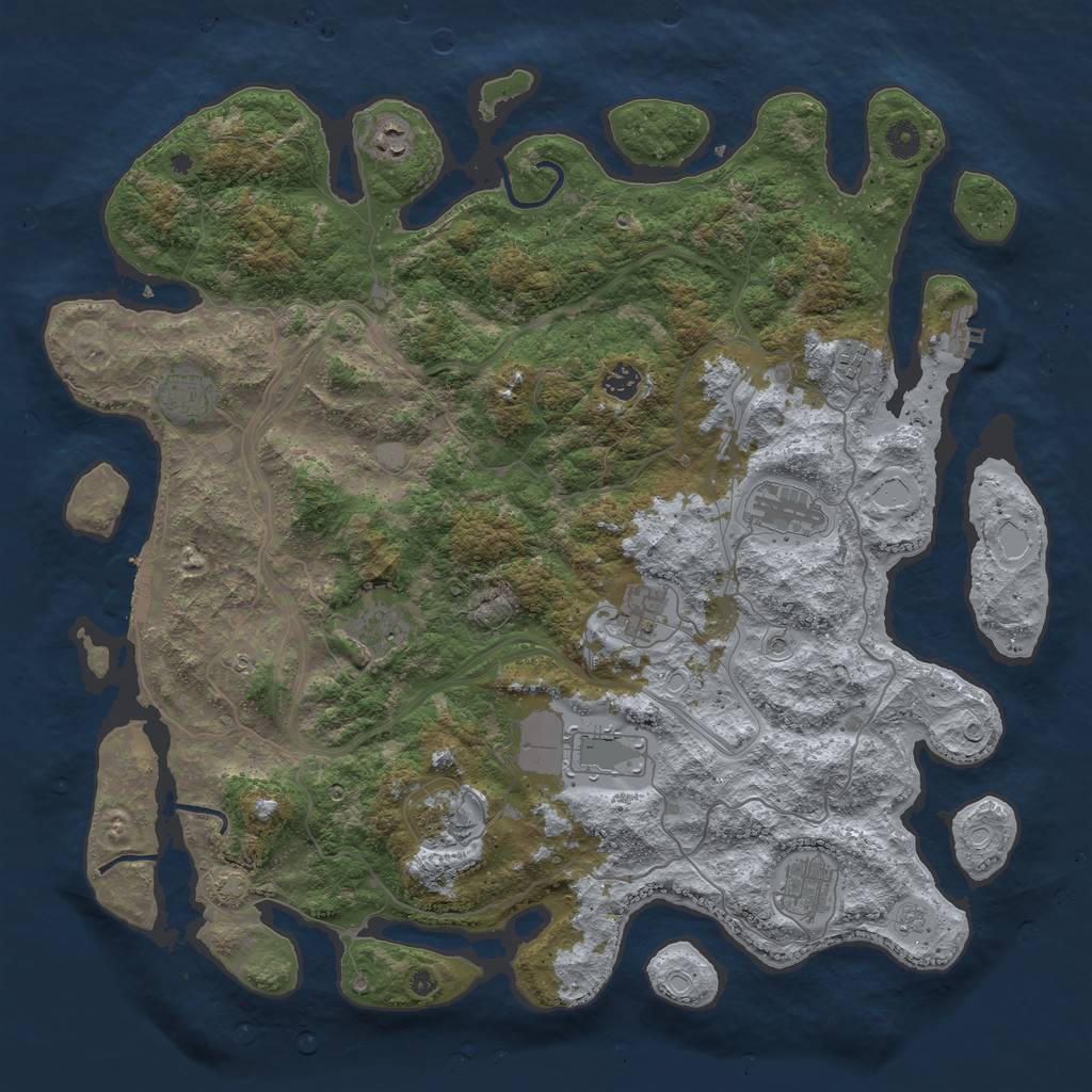 Rust Map: Procedural Map, Size: 4500, Seed: 451072847, 18 Monuments