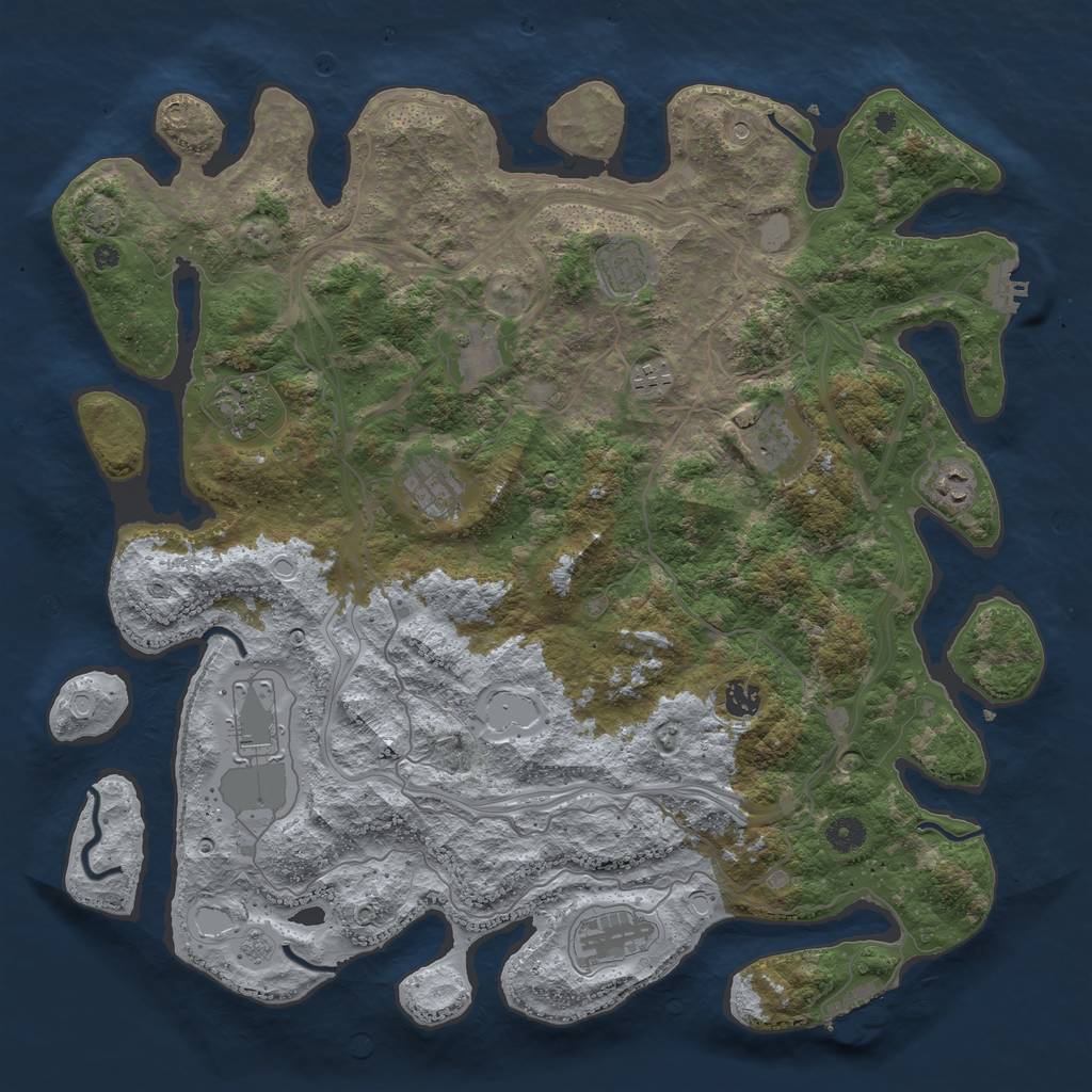Rust Map: Procedural Map, Size: 4400, Seed: 57791574, 18 Monuments