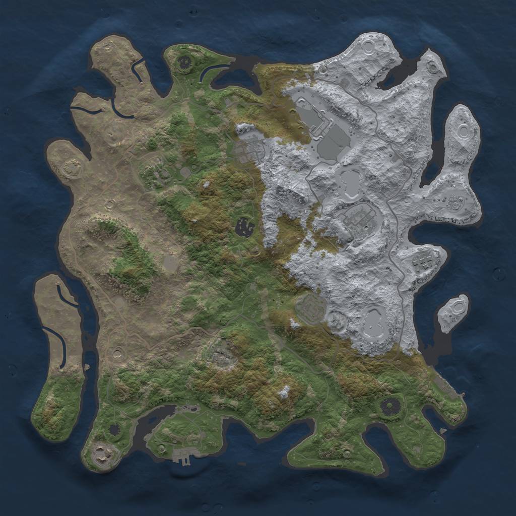 Rust Map: Procedural Map, Size: 4000, Seed: 426, 16 Monuments