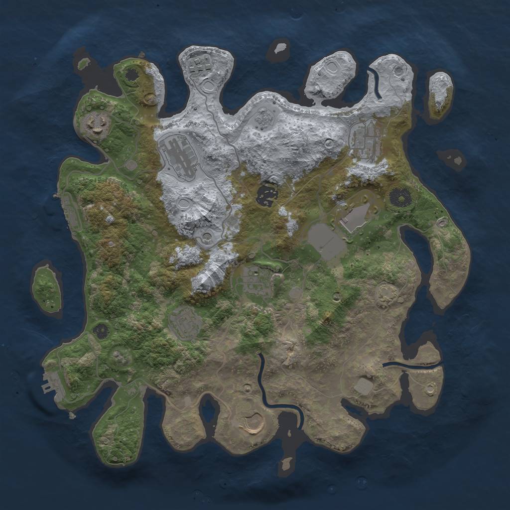 Rust Map: Procedural Map, Size: 3550, Seed: 56142078, 17 Monuments