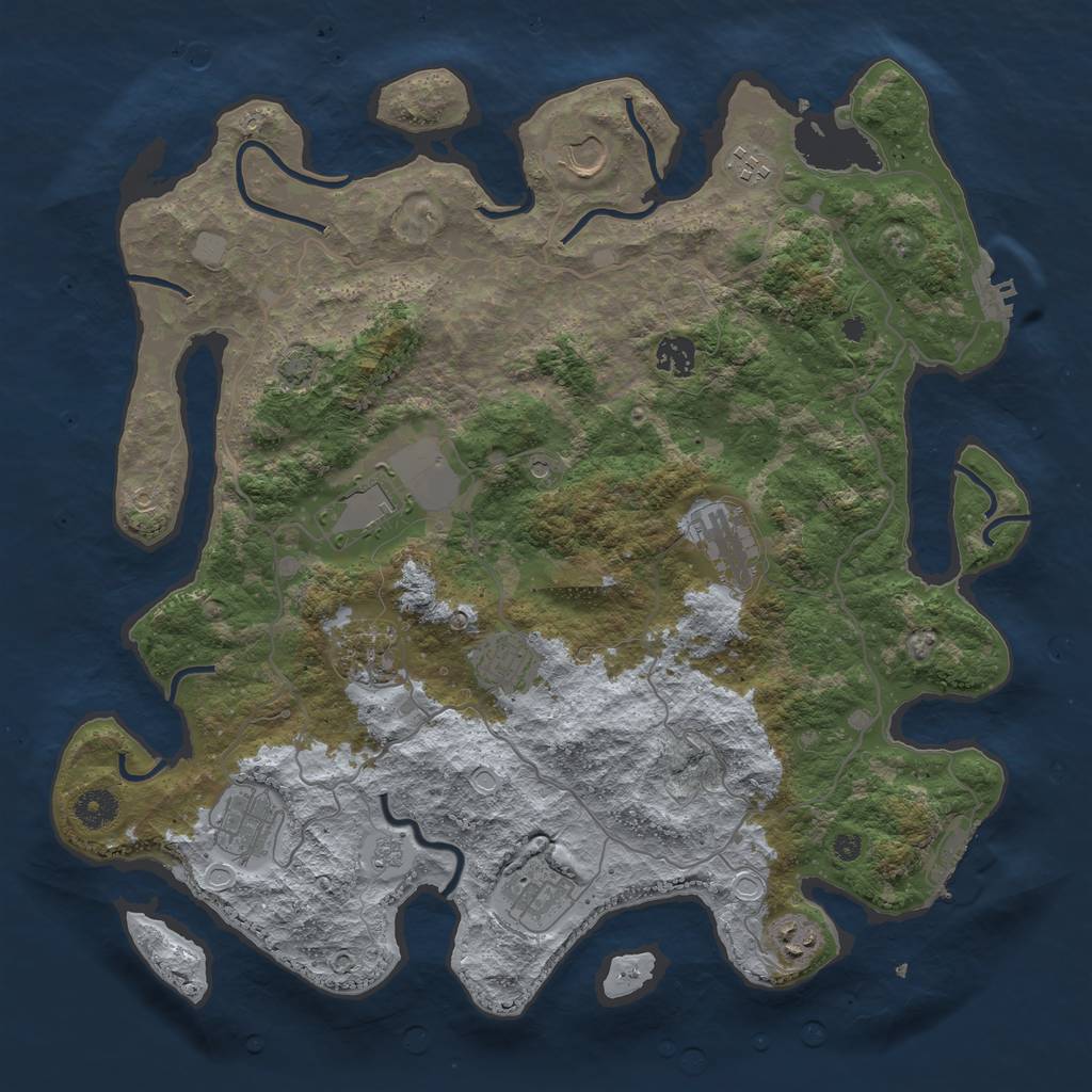 Rust Map: Procedural Map, Size: 4000, Seed: 35363334, 18 Monuments